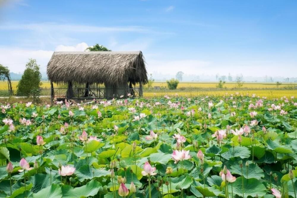 Về Đồng Tháp ngắm cánh đồng sen bát ngát.